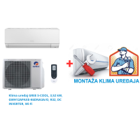 Klima uređaj GREE S-COOL, 3,52 kW, GWH12APAXE/GWH12APAXE, DC INVERTER, Wi-Fi SA MONTAŽOM